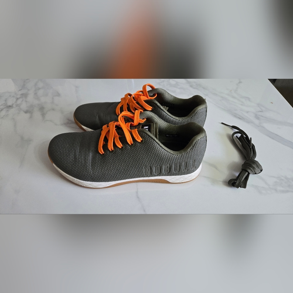 NOBULL Men's Dark Green and Bright Orange Athletic Shoes